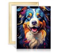 LiHEQING Kit de peinture à l'huile sur toile berger australien peinture par numéros adultes enfants débutants peinture par numéros sans cadre (30 x 40 cm)