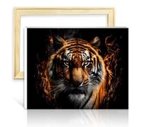 LiHEQING Kits de peinture à l'huile par numéros Tigre en colère avec feu Adultes Kits de peinture Maison Art Déco Artisanat Sans Cadre (40x50 cm)