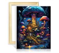 LiHEQING Kits de peinture numérique Étrange cabane aux champignons Peinture par numéros pour adultes avec pinceaux et pigments acryliques Peinture à l'huile sans cadre (30 x 40 cm)