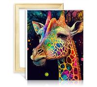 LiHEQING Kits de peinture par numéros girafe colorée bricolage peinture à l'huile peinture par numéro Kit adultes photo pour décoration intérieure cadeau bricolage cadre (40x50 cm)