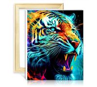 LiHEQING Kits de peinture par numéros tigre adultes débutants Kits décoration de la maison photos pour la décoration murale de la maison cadeaux sans cadre (60x75 cm)