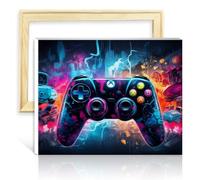 LiHEQING Kits de peinture sur toile, manette de jeu de nuit étoilée, Kits de décoration en tissu, photo pour décoration murale de maison, cadeaux avec cadre (40x50cm)