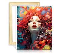 LiHEQING Kits de peinture toile femme sur toile peinture adultes numéro acrylique avec pinceaux pour la décoration murale de la maison sans cadre (60x75 cm)