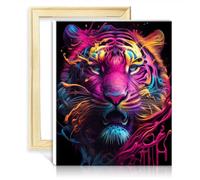 LiHEQING Kits de pinceaux de peinture par numéros, affiche de tigre, peinture acrylique pour adultes débutants et enfants, pour le temps parent-enfant, sans cadre (60x75cm)