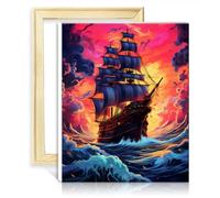 LiHEQING Peinture à l'huile futur bateau pirate peinture par numéro adulte peinture par numéro Kits numéro peinture mur Art sans cadre (30x40 cm)