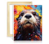 LiHEQING Peinture à l'huile peinture loutre de mer peinture par numéro adultes avec pinceaux et pigment acrylique sur toile œuvre peinture adulte sans cadre (40x50 cm)