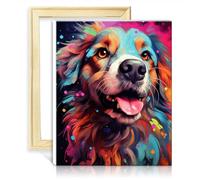 LiHEQING Peinture à l'huile visage de chien cocker épagneul adultes débutant aquarelle kits de peinture à l'huile art peinture par numéros kits sans cadre (60x75 cm)