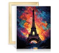 LiHEQING Peinture par numéro La Seine sur toile DIY Peinture à l'huile numérique Adultes débutants pour le temps parent-enfant sans cadre (50 x 65 cm)