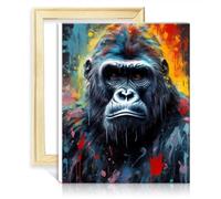 LiHEQING Peinture par numéro Peinture de gorille Kits de peinture par numéros avec 3 pinceaux et peintures acryliques Peinture par numéros Art sans cadre (40x50 cm)