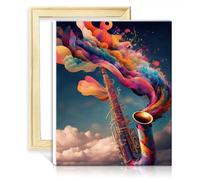 LiHEQING Peinture par numéro peinture Saxophone bricolage Kits de peinture à l'huile sur toile Kits sur toile pour décoration murale sans cadre (60x75 cm)