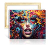 LiHEQING Peinture par numéros visage complet adultes/enfants/débutants, avec 3 pinceaux et peintures acryliques style peint pour la décoration intérieure sans cadre (30x40 cm)