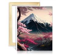 LiHEQING Peinture sur toile Kit de peinture à l'huile fleurs de cerisier japonais peinture par numéro adultes photo d'art pour la décoration intérieure avec cadre (30x40 cm)