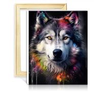 LiHEQING Peinture sur toile par numéros de chien Malamute - Peinture sur toile pour adultes débutants - Décoration d'intérieur - Cadeau sans cadre (30 x 40 cm)