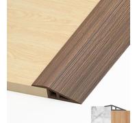 LIHIQIYA Barre de Seuil Adhesive, Bande de Transition de Sol Autocollante en PVC Seuil de Porte Adhesif Barre de Seuil Rattrapage de Niveau pour Hauteur (Bois Brun Foncé, 7mm à 10mm, 1M)