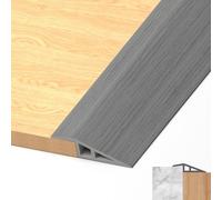 LIHIQIYA Barre de Seuil Adhesive, Bande de Transition de Sol Autocollante en PVC Seuil de Porte Adhesif Barre de Seuil Rattrapage de Niveau pour Hauteur (Grain de Bois Gris, 7mm à 10mm, 1M)