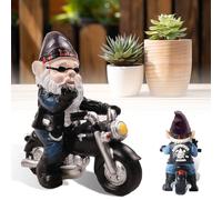 LIHIQIYA Nain de Jardin Exterieur, Nain de Moto, Sculptures et Statues de Jardin en Décoration Balcon, Ornements de Jardin l'intérieur ou l'extérieur, Cadeau Rigolo pour Homme Papa Patron Collègue