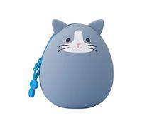 Lihit Lab PuniLabo Pochette à fermeture éclair, en forme d'œuf, 2,2 x 2,4 po, chat gris (A7782-4)
