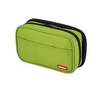 Lihit Lab Trousse à crayons avec double fermeture éclair. Double: 7.9 x 2.8 x 4.7 Jaune/vert