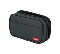 Lihit Lab Trousse à crayons avec double fermeture éclair. Double: 7.9 x 2.8 x 4.7 Noir