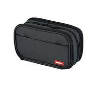 LIHIT LAB Trousse à crayons avec double fermeture éclair. Triple: 7.9 x 3.5 x 4.7" Noir