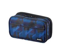 LIHIT LAB. Trousse triple pour stylo, 20 x 9 x 12 cm, camouflage bleu marine (A7556-132)