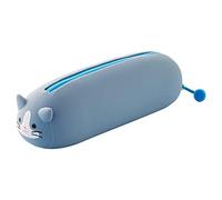 LIHITLAB PuniLabo A7781-4 Trousse à fermeture Éclair horizontale Motif chat Gris 6,3 x 20,1 cm