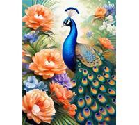 Lihogbo 5D DIY Peinture Diamant Adulte, Animaux Paon Diamond Painting Grand Format, Kit Complet Adulte, Diamond Painting Noel pour Cadeau et Decoration Salon(20x28in)