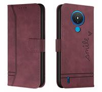Lihondar Coque pour Nokia 1.4, Etui Portefeuille Nokia 1.4, Protection Portefeuille Etui à Rabat Housse en Cuir PU avec [Antichoc TPU] [Fermoir Magnétique] Flip Pochette Housse pour Nokia 1.4 (Rouge)