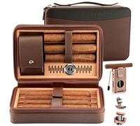 LIHTUN Cave à cigares de voyage en cuir avec kit allume-cigare multifonction 5 en 1 - Cave à cigares de voyage portable avec 2 packs de contrôle d'humidité bidirectionnels intégrés