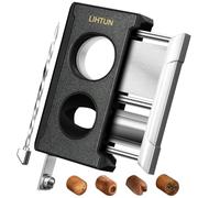 LIHTUN Coupe-cigare droit 4 en 1 en forme de V avec poinçon et rehausseur, double lames en acier inoxydable, convient aux cigares jusqu'à 60 bagues, cadeau pour homme