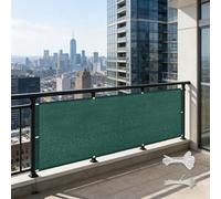 LIHUANE Brise Vue 240 x 290 cm Résistant Aux Déchirures et Au Vent Cache Vue Opaque avec Œillets, Attaches de Câble pour Balcon Exterieur Terrasse Jardin et Serre Câble, Vert Foncé