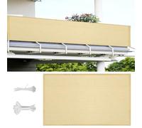 LIHUANE Brise Vue Balcon 170 x 260 cm Résistant Aux Déchirures et Au Vent Cache Vue Opaque avec Œillets, Attaches de Câble pour Terrasse Jardin Balcon Patio, Piscine, Couleur Crème
