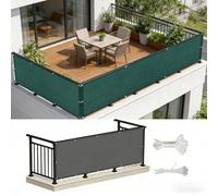 LIHUANE Brise Vue Balcon 240 x 290 cm Protection UV Coupe-Vent Brise Vue Jardin avec Œillets, Attaches de Câble pour Balcon Exterieur Terrasse Jardin et Serre Câble, Vert Foncé