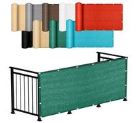 LIHUANE Cache Vue Balcon 100 x 340 cm UV Résistant Protection Contre Soleil Coupe-Vent avec Trous et Serre Câbles pour Balcon Patio Exterieur Terrasse Jardin Terrain, Vert Foncé