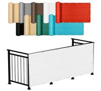 LIHUANE Cache Vue Balcon 100 x 440 cm UV Résistant Protection Contre Soleil Coupe-Vent avec Trous et Serre Câbles pour Balcon Patio Exterieur Terrasse Jardin Terrain, Blanc