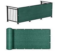 LIHUANE Cache Vue Balcon 240 x 340 cm Protection UV Coupe-Vent Cache Brise Balcon avec Œillets, Attaches de Câble pour Exterieur Terrasse Jardin et Serre Câble, Vert Foncé