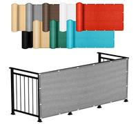 LIHUANE Cache Vue Balcon 80 x 350 cm UV Résistant Protection Contre Soleil Coupe-Vent avec Trous et Serre Câbles pour Balcon Patio Exterieur Terrasse Jardin Terrain, Gris Clair