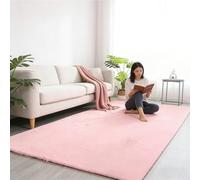 LIHUANE Doucement Antidérapant 95 x 110 cm a Poil Ras, Unicolor Tapis Salon Uni Sobre et Moderne Poils Ras Dessous Antidérapant pour Salon, Salle à Manger, Rose