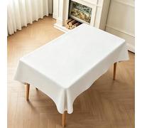 LIHUANE Nappe 110 x 200 cm Lavable Aspect Lin Nappes Exterieur Anti-Tache et Facile d'entretien pour Anniversaire, Mariage, Banquet, Restaurant, Fête, Blanc