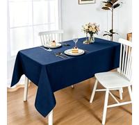 LIHUANE Nappe de Table 100 x 250 cm Imperméable Rectangulaire Lavable Nappe de Jardin Anti-Tache et Facile d'entretien pour Anniversaire, Mariage, Banquet, Restaurant, Fête, Bleu Marine