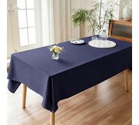 LIHUANE Nappe de Table 110 x 230 cm Lavable Aspect Lin Nappe de Jardin Anti-Tache et Facile d'entretien pour Salle à Manger, Noel, Jardin, Fête, Mariage Ou Maison, Bleu Marine