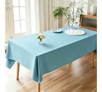 LIHUANE Nappe de Table 120 x 170 cm Lavable Aspect Lin Nappe de Jardin Anti-Tache et Facile d'entretien pour Salle à Manger, Noel, Jardin, Fête, Mariage Ou Maison, Bleu Ciel