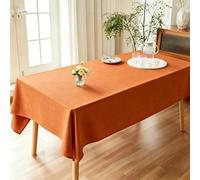 LIHUANE Nappe de Table 135 x 180 cm Lavable Aspect Lin Nappe de Jardin Anti-Tache et Facile d'entretien pour Salle à Manger, Noel, Jardin, Fête, Mariage Ou Maison, Orange