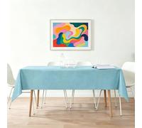 LIHUANE Nappe de Table 140 x 165 cm Imperméable Rectangulaire Lavable Nappe de Jardin Anti-Tache et Facile d'entretien pour Salle à Manger, Noel, Jardin, Fête, Mariage Ou Maison, Bleu Ciel