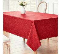 LIHUANE Nappe de Table 140 x 400 cm Lavable Aspect Lin Nappe Anti-Taches Anti-Tache et Facile d'entretien pour Salle à Manger, Noel, Jardin, Fête, Mariage Ou Maison, Rouge