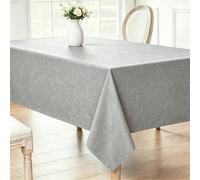 LIHUANE Nappe de Table 90 x 230 cm Lavable Aspect Lin Nappe Anti-Taches Anti-Tache et Facile d'entretien pour Salle à Manger, Noel, Jardin, Fête, Mariage Ou Maison, Gris Clair