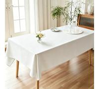 LIHUANE Nappe de Table 95 x 170 cm Lavable Aspect Lin Nappe de Jardin Anti-Tache et Facile d'entretien pour Salle à Manger, Noel, Jardin, Fête, Mariage Ou Maison, Blanc