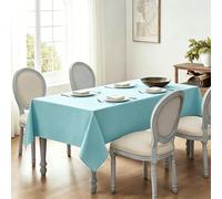LIHUANE Nappe Rectangulaire 100 x 170 cm Lavable Aspect Lin Nappe Anti-Taches Anti-Tache et Facile d'entretien pour Salle à Manger, Noel, Jardin, Fête, Mariage Ou Maison, Bleu Ciel