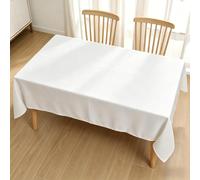 LIHUANE Nappe Rectangulaire 100 x 170 cm Lavable Aspect Lin Nappe Anti-Taches Anti-Tache et Facile d'entretien pour Salle à Manger, Noel, Jardin, Fête, Mariage Ou Maison, Blanc