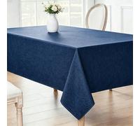LIHUANE Nappe Rectangulaire 100 x 250 cm Imperméable Rectangulaire Lavable Nappes Exterieur Anti-Tache et Facile d'entretien pour Anniversaire, Mariage, Banquet, Restaurant, Fête, Bleu Marine